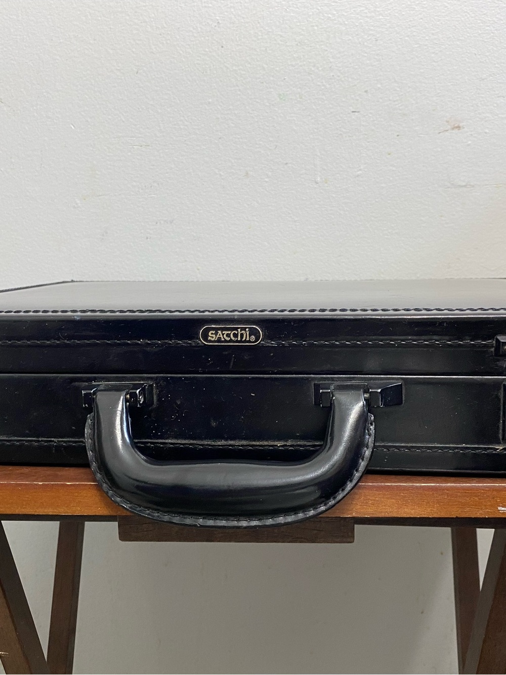 Satchi Black Leather Briefcase Made in Italy